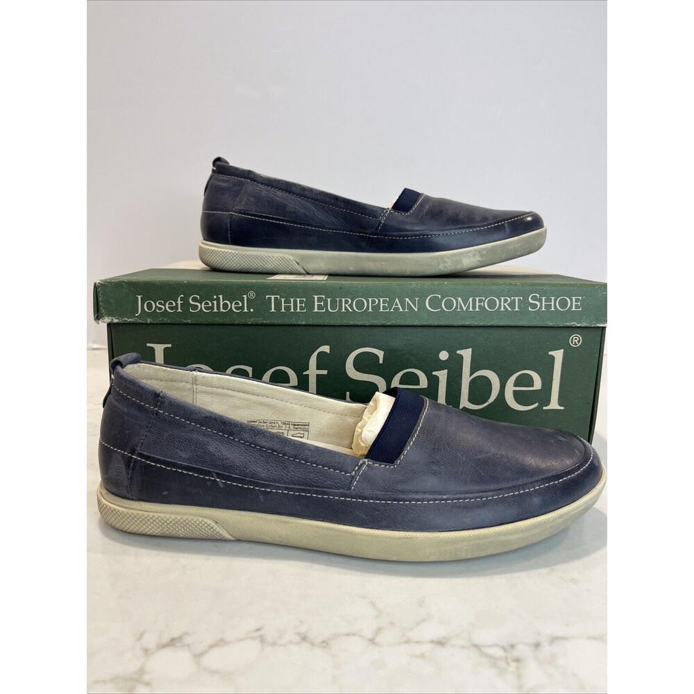 Josef Seibel Navy Leather Slip-On Flats